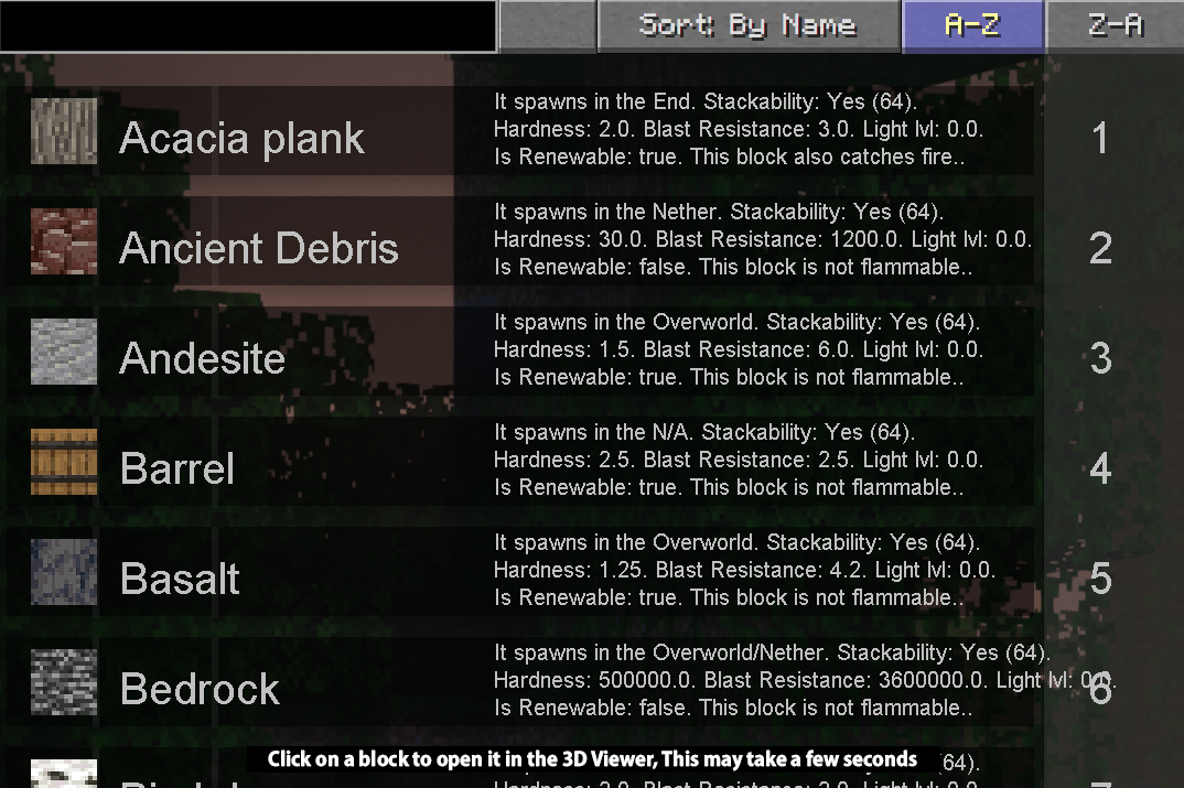Minecraft Block Viewer 3D GUI screenshot 2