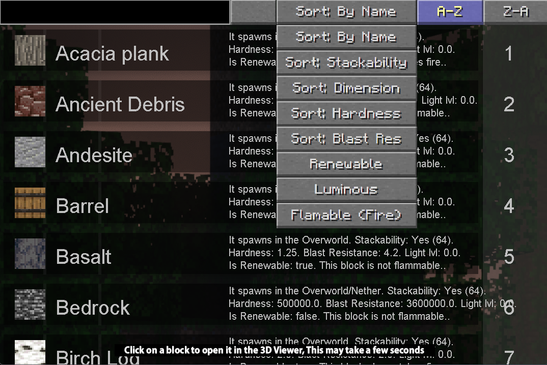 Minecraft Block Viewer 3D GUI screenshot 3